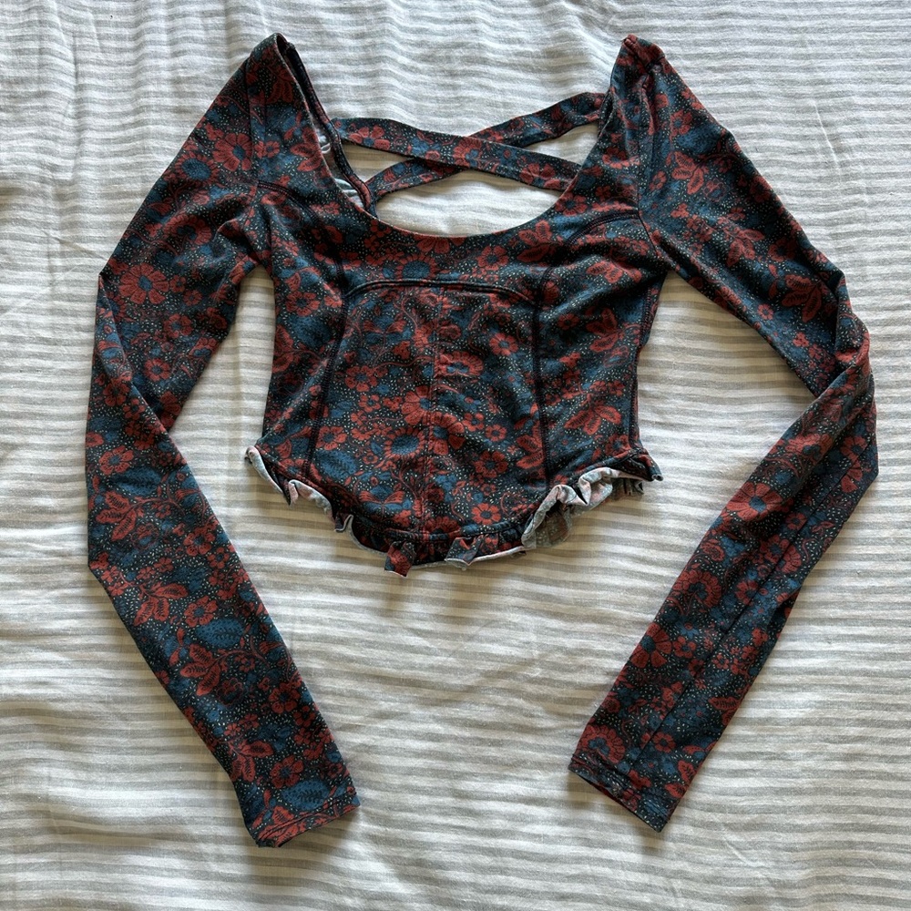 Free People Floral Long Sleeve Top